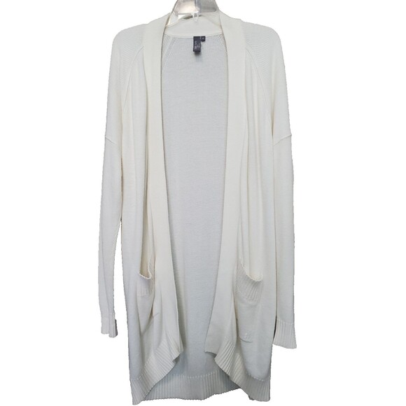Sweaty Betty Off-White Cashmere Blend Longline Open Front Cardigan Size Medium - Picture 1 of 9